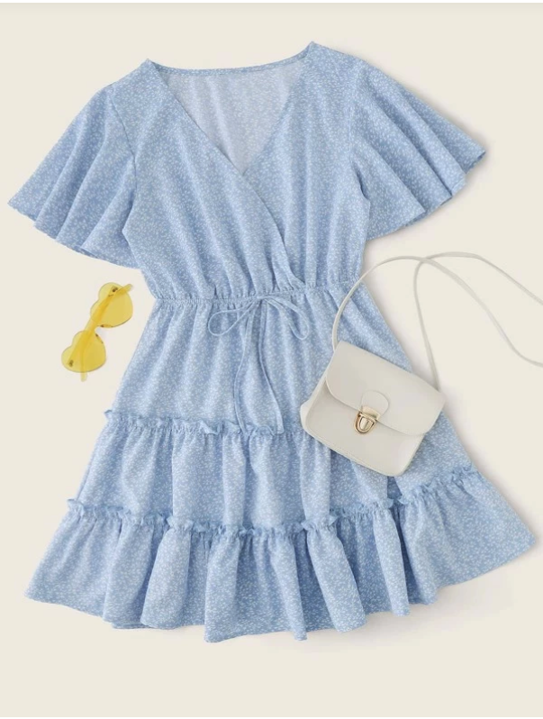 baby blue babydoll dress with ruffles
