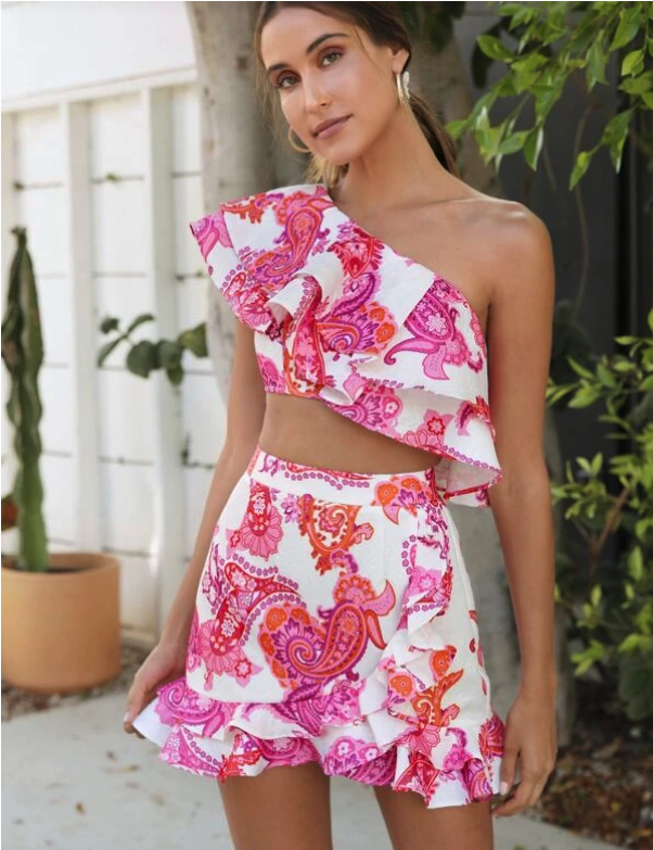 Pink floral two piece
