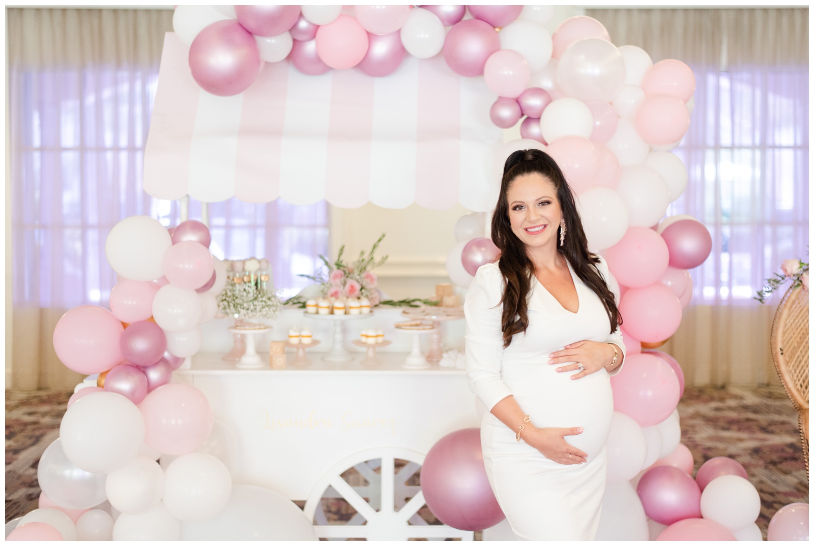 Pink and White Hot Air Balloon Baby Shower Theme 