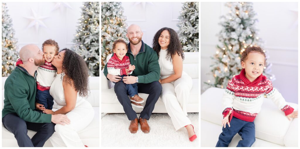 family of three christmas card photoshoot idea